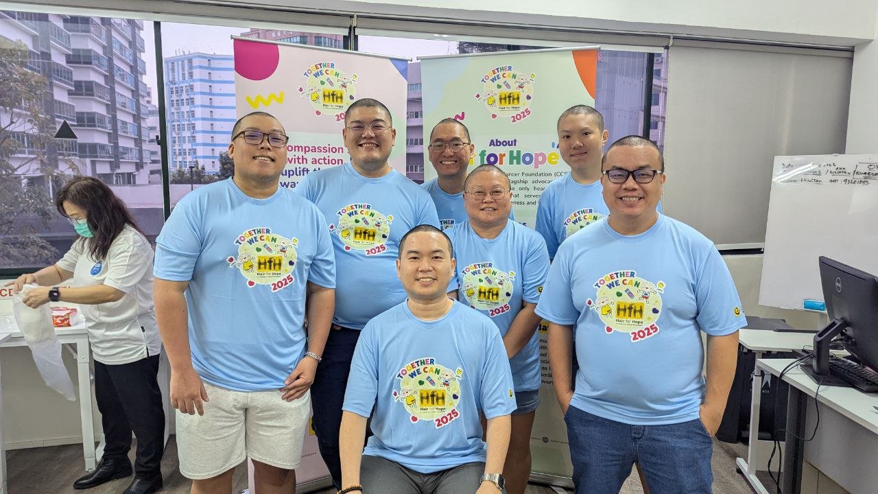 Hair for Hope shavees and volunteers at Learner's Hub